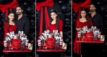 في أجواء رومانسية وتورتة عليها صورها مي عز الدين تحتفل بعيد ميلادها مع زوجها