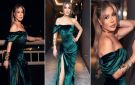  شرطة_الموضة: نوال الزغبي بفستان مخملي بفتحة جانبية طويلة في حفلها بالقاهرة من تصميم ابنتها تيا