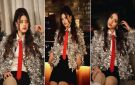 كرافات حمراء وجاكيت فضي.. أيسل رمزي في أحدث جلسة تصوير