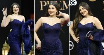 بالأزرق الملكي ... ملك قورة تخطف الأنظار في حفل المتحدة للإعلان عن دراما رمضان 2026