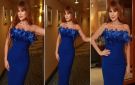  شرطة_الموضة: كارول سماحة بفستان أزرق ملكي مزين بريش من منطقة الصدر سعره 122 ألف جنيه - xx
