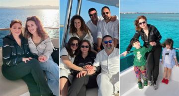 إلهام شاهين في رحلة بحرية بالغردقة مع شقيقها أمير وأولاده وشيري عادل