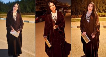 عبير صبري بعباءة مخملية مزينة باللؤلؤ في سحور بسمة وهبة