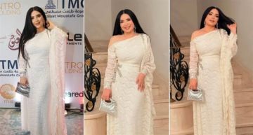 عبير صبري بقفطان أبيض مكشوف الكتف في سهرة رمضانية