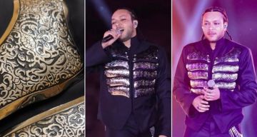 شرطة_الموضة: ويجز بأزياء عسكرية ومطرزة بالمعدن في حفله أمام الأهرامات .. اسمه محفور