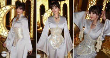 شرطة_الموضة: نور الغندور بجمبسوت من الحرير وكورسيه فضي لامع في سهرة رمضانية سعره 125 ألف ...