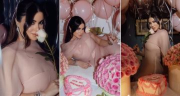 هدى الإتربي تحتفل بعيد ميلادها بجلسة تصوير جديدة ... ورود و تورتة كبيرة