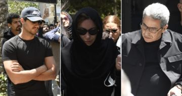 محمود سعد وأحمد مالك والمنتج محمد السعدي النجوم يساندون منة شلبي في جنازة والدها