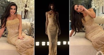  شرطة_الموضة: تعديل بسيط أجرته ياسمين صبري على فستانها الذهبي في حفل زفاف ابنة محمد السعدي
