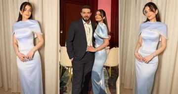 ملك أحمد زاهر بفستان ستان يظهر رشاقتها في أحدث ظهور مع خطيبها شريف عمرو الليثي