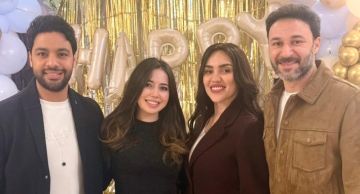 صور - فرح الموجي تفاجئ أحمد جمال بعيد ميلاده الأول بعد الزواج بحضور نجوم الغناء