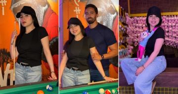 مي عز الدين تستعيد أجواء الطفولة برحلة إلى الملاهي مع زوجها