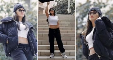 جومانا مراد تتألق بإطلالة رياضية في كواليس أحدث جلسة تصوير