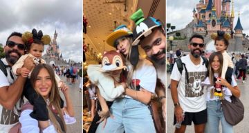 بقبعات بندق و بطوط رحلة خالد عليش وميرهان عمرو وابنتهما في ديزني ...
