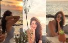 سارة بركة تلفت الأنظار بجلسة تصوير على البحر وقت الغروب