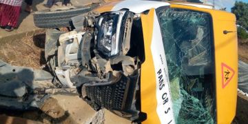 إصابة 33 تلميذا إثر انقلاب سيارة للنقل المدرسي بوزان إصابة 33 تلميذا إثر انقلاب سيارة للنقل المدرسي بوزان