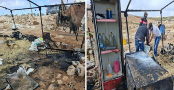 نجاة عائلة من محاولة حرق خيمتهم على يد مستوطنين جنوب الخليل