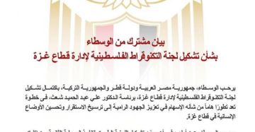 بيان مشترك بين مصر وتركيا وقطر بشأن لجنة إدارة غزة بيان مشترك بين مصر وتركيا وقطر بشأن لجنة إدارة غزة