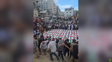 قطاع غزة.. مراسم تشييع 105 قتلى من ضحايا مجزرة عمارة التاج قطاع غزة.. مراسم تشييع 105 قتلى من ضحايا مجزرة عمارة التاج
