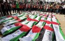 بالفيديو والصور أرض غزة تحتض رفات 105 شهيد من مجزرة التاج في جنازة واحدة