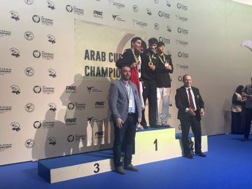 عمر الحنتولي يهدي فلسطين أول ذهبية في بطولة كأس العرب للتايكواندو