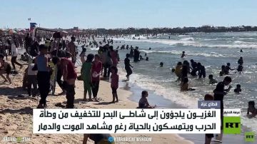 شاطئ غزة.. ملاذ مؤقت للهرب من الدمار شاطئ غزة.. ملاذ مؤقت للهرب من الدمار