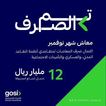 التأمينات الاجتماعية تعلن اكتمال صرف معاشات شهر نوفمبر لعملاء أنظمة التقاعد