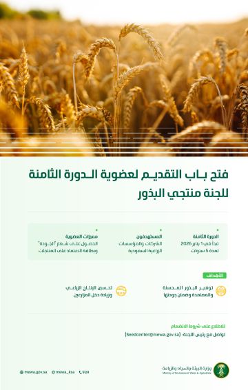 فتح باب التقديم لانضمام الشركات الزراعية لعضوية الدورة الثامنة للجنة منتجي البذور