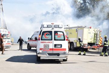 الهلال الأحمر يشارك الدفاع المدني في فرضية حريق بمنتزه رغدان