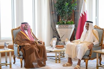 أمير دولة قطر يستقبل الأمير تركي بن محمد بن فهد