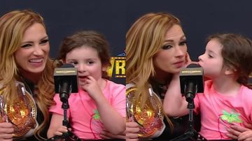 موقف طريف من ابنة المصارعة بيكي لينش أثناء مؤتمر صحفي.. فيديو موقف طريف من ابنة المصارعة بيكي لينش أثناء مؤتمر صحفي.. فيديو