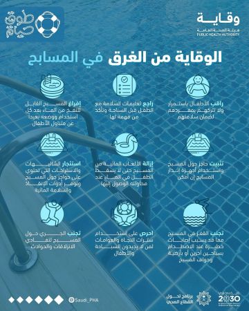 وقاية تحذر: الغرق يحدث في ثوان.. وتصدر 9 إرشادات لحماية الأطفال والسباحين في المسابح