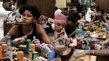 نجل رونالدو برفقة أصدقائه في أحد مطاعم الرياض والجمهور: فيه عرق عربي