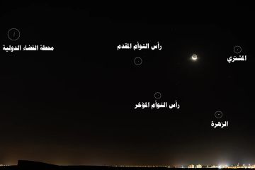 سماء الحدود الشمالية تتزين بمشهد فلكي نادر.. اقتران القمر بالزهرة والمشتري ومرور محطتين فضائيتين