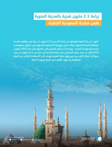 المياه الوطنية تزرع 472 ألف شجرة في منطقة المدينة المنورة المياه الوطنية تزرع 472 ألف شجرة في منطقة المدينة المنورة