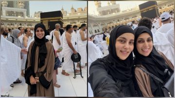 الفنانة إسراء عبد الفتاح تؤدي مناسك العمرة برفقة شقيقتها.. صور