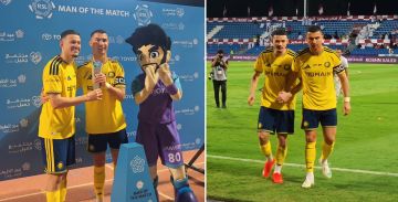 رونالدو يهدي الحمدان جائزة أفضل لاعب بلقاء الفيصلي