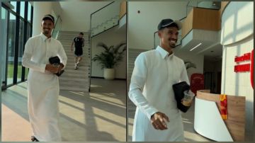 تيجاني رايندرز يخطف الأنظار من مقر القادسية بالثوب السعودي.. فيديو تيجاني رايندرز يخطف الأنظار من مقر القادسية بالثوب السعودي.. فيديو