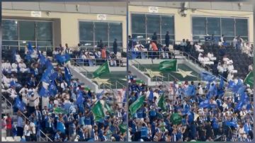 جماهير الهلال ترفع الأعلام الخضراء وتردد: يا الله يا والي تنصر ملكنا ..فيديو