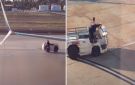 راكب بطائرة دلتا يسرق عربة سحب من مطار بكاليفورنيا.. فيديو
