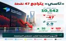  تاسي يفقد 47 نقطة ويغلق عند 10,542 نقطة