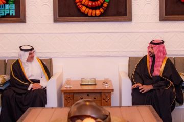 سمو ولي العهد يستقبل سمو ولي عهد مملكة البحرين