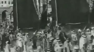 لقطات نادرة للملك عبدالعزيز أثناء الطواف قبيل غسل الكعبة قبل 84 عاما .. فيديو