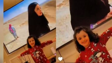 ردة فعل ابنة لمى الكناني بعد رؤيتها على الشاشة.. فيديو