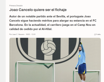 تألق كانسيلو مع برشلونة يعيد الجدل حول مستقبله مع الهلال تألق كانسيلو مع برشلونة يعيد الجدل حول مستقبله مع الهلال