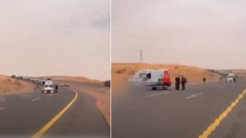 الإسعاف الجوي ينقل مصابين عراقيين إثر حادث على طريق حائل