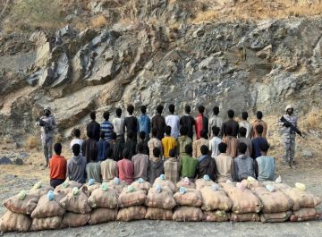 القبض على (40) إثيوبيا ويمنيا لتهريبهم (880) كجم قات في جازان