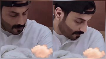 سعيد الزهراني يوثق لحظة أداء الأذان في أذن طفله سلمان.. فيديو