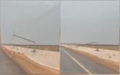 الرياح تسقط أكثر من 12 عمود كهرباء على طريق رياض الخبراء القرين.. فيديو