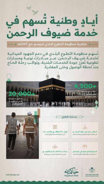 أكثر من 4,500 متطوع ومتطوعة لخدمة ضيوف الرحمن